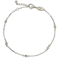 Suzy Levian Bracelet à chaîne station en or blanc 14 carats avec diamants blancs 0,15 carat