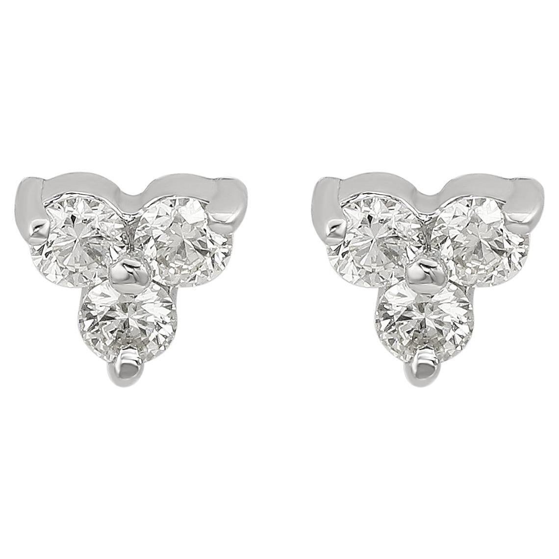 Suzy Levian 14K White Gold  0.20 ct. tw. Diamond Cluster Studs For Sale
