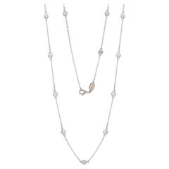 Suzy Levian 14K White Gold 0.80 TDW Bezel Diamond Station Necklace