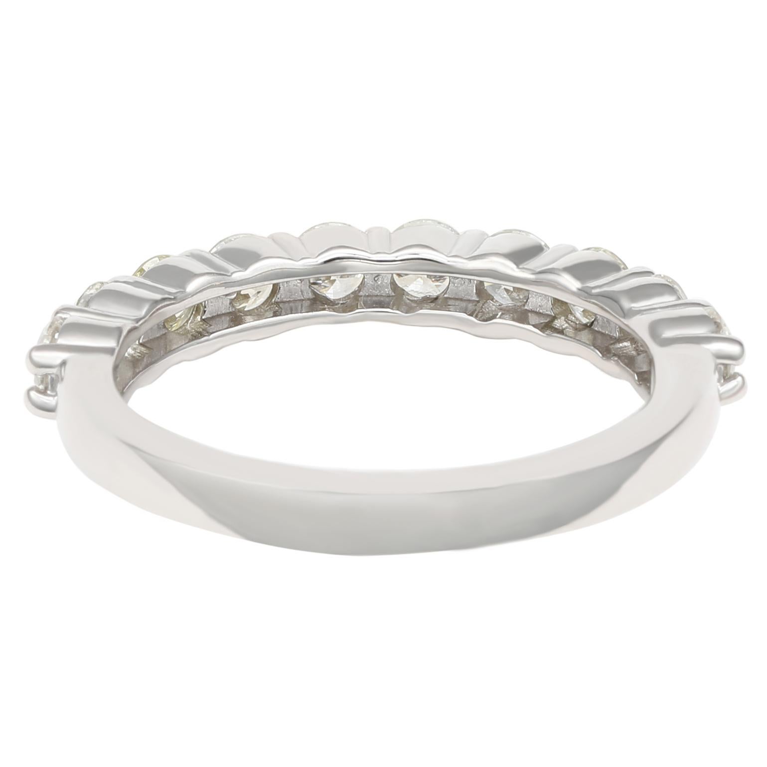 Contemporary Suzy Levian 14K White Gold 1 cttw Diamond Eternity Half Band For Sale