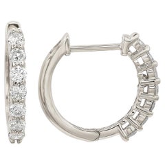 Suzy Levian 14K White Gold 1.00 CTTW Diamond Huggie Hoop Earrings