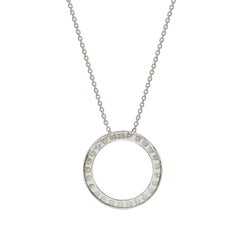 Suzy Levian 14K White Gold White Diamond Circle Pendant