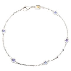 Suzy Levian Bracciale a Stazione in Oro Bianco 14K .85 CTTW Tanzanite