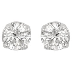 Suzy Levian or blanc 14K Classic Four-Prong 0.33 ct. tw. Boucles d'oreilles diamant