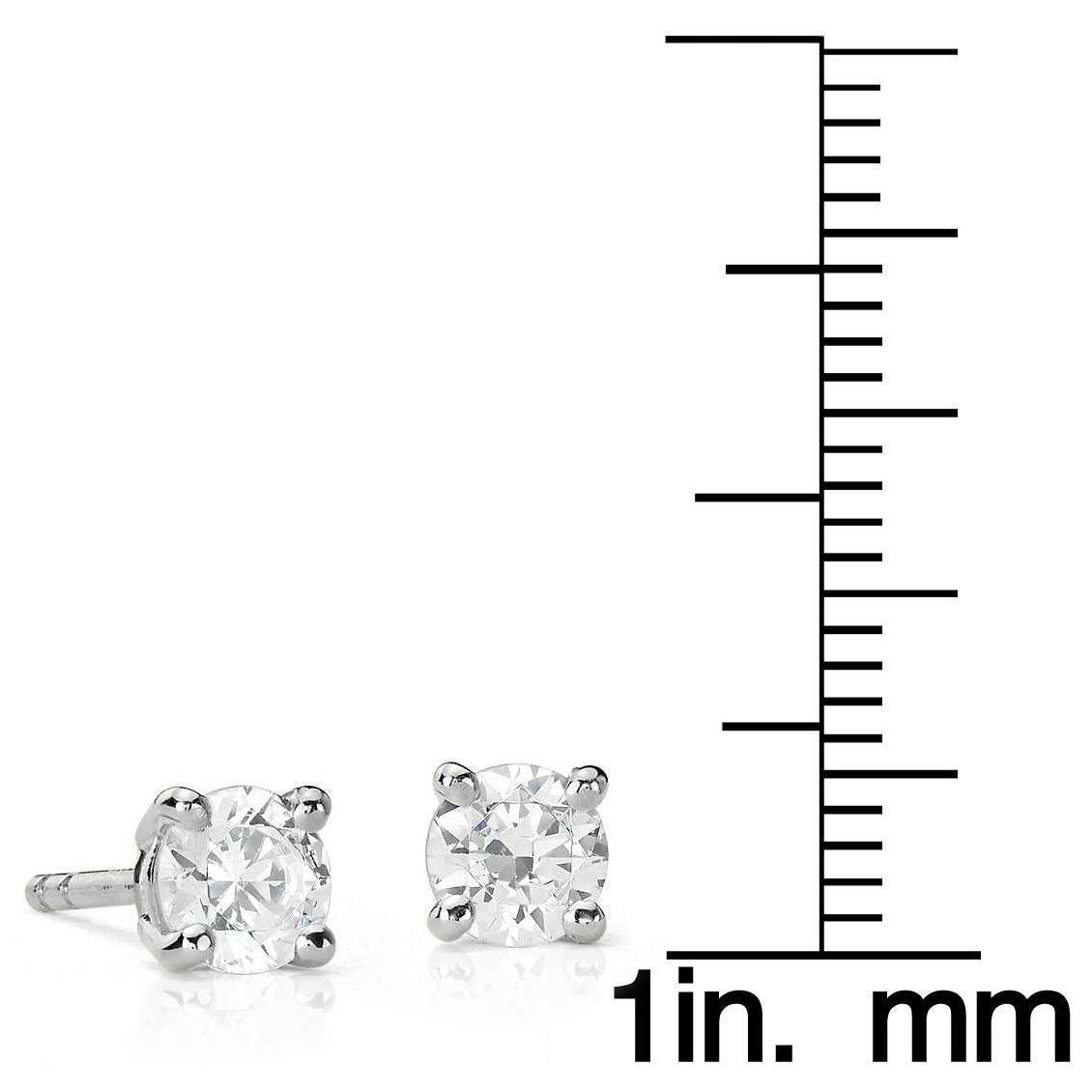 Round Cut Suzy Levian 14 Karat Gold Classic Four-Prong 0.50 Carat Diamond Stud Earrings For Sale