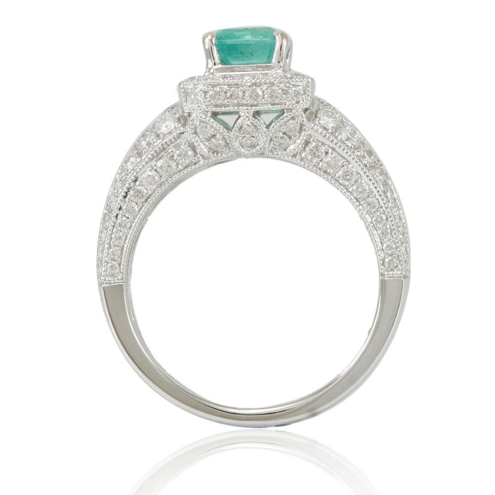 Kolumbianischer Smaragdring von Suzy Levian aus 14 Karat Weißgold (Zeitgenössisch) im Angebot