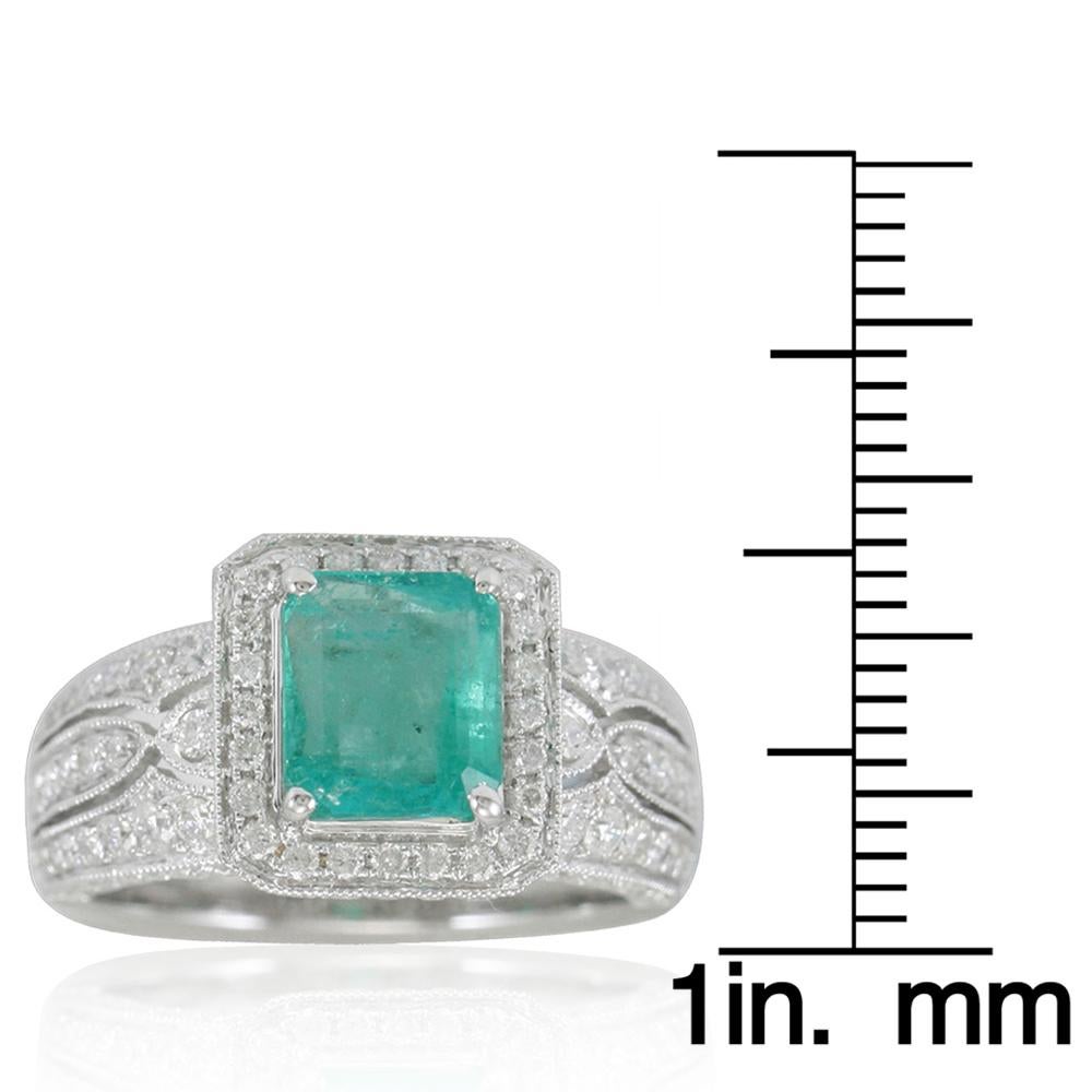 Contemporary Suzy Levian 14 Karat White Gold Colombian Emerald Ring