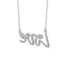 Suzy Levian: 14 Karat Weißgold Love Halskette mit Diamanten