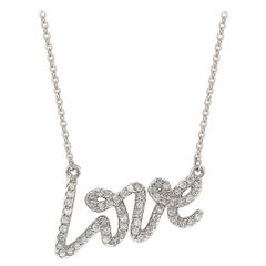 Suzy Levian 14K White Gold Diamond Love Necklace