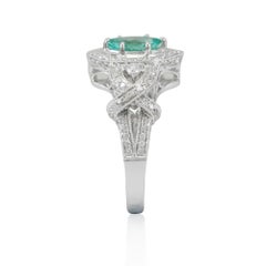 Suzy Levian 14 Karat White Gold Marquise-Cut Colombian Emerald Ring