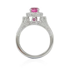 Suzy Levian 14 Karat White Gold Pink Ceylon Sapphire and Diamond 2.43 Carat Ring