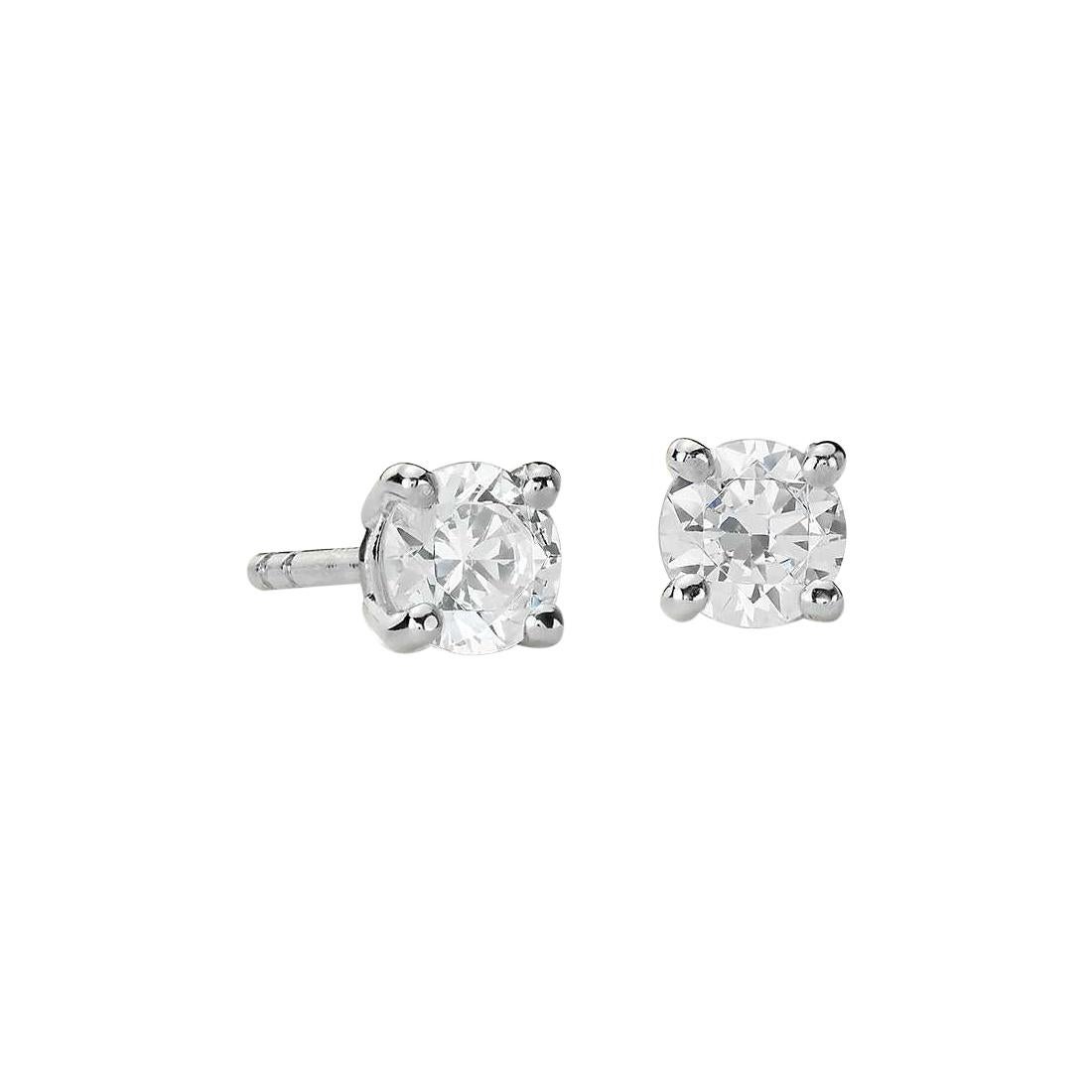 Suzy Levian 0.50 Carat Diamond 14K White Gold Round Stud Earrings For Sale