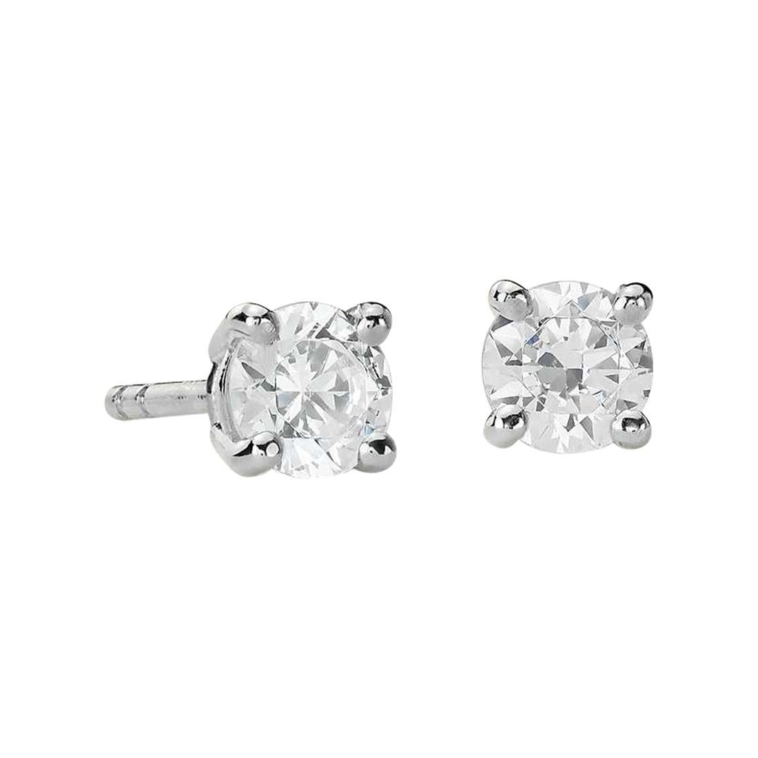 Suzy Levian Pendientes de oro blanco de 14 quilates con diamante blanco talla redonda de 0,50 quilates