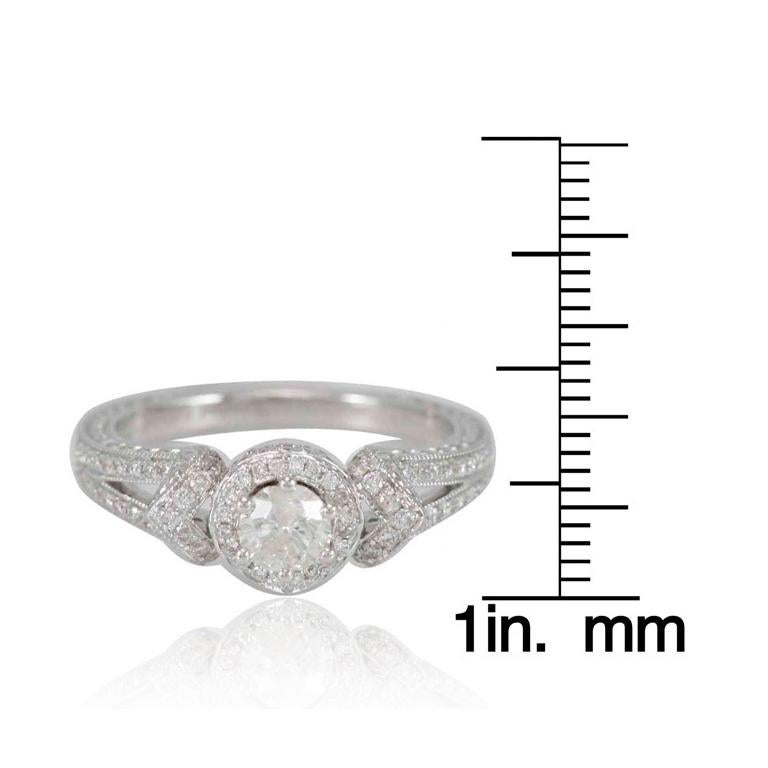 Round Cut Suzy Levian 14k White Gold Round White Diamond Bridal Engagement Ring