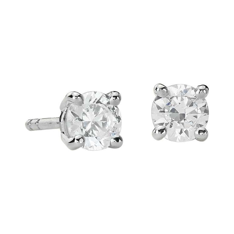 Suzy Levian 0.20 Carat Round White Diamond 14K White Gold Stud Earrings  For Sale