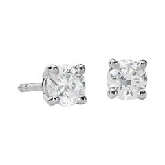 Suzy Levian Clous d'oreilles en or blanc 14 carats avec diamants blancs ronds de 0,20 carat 