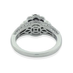 Suzy Levian 14K White Gold Round Yellow and White Diamond Bridal Flower Ring