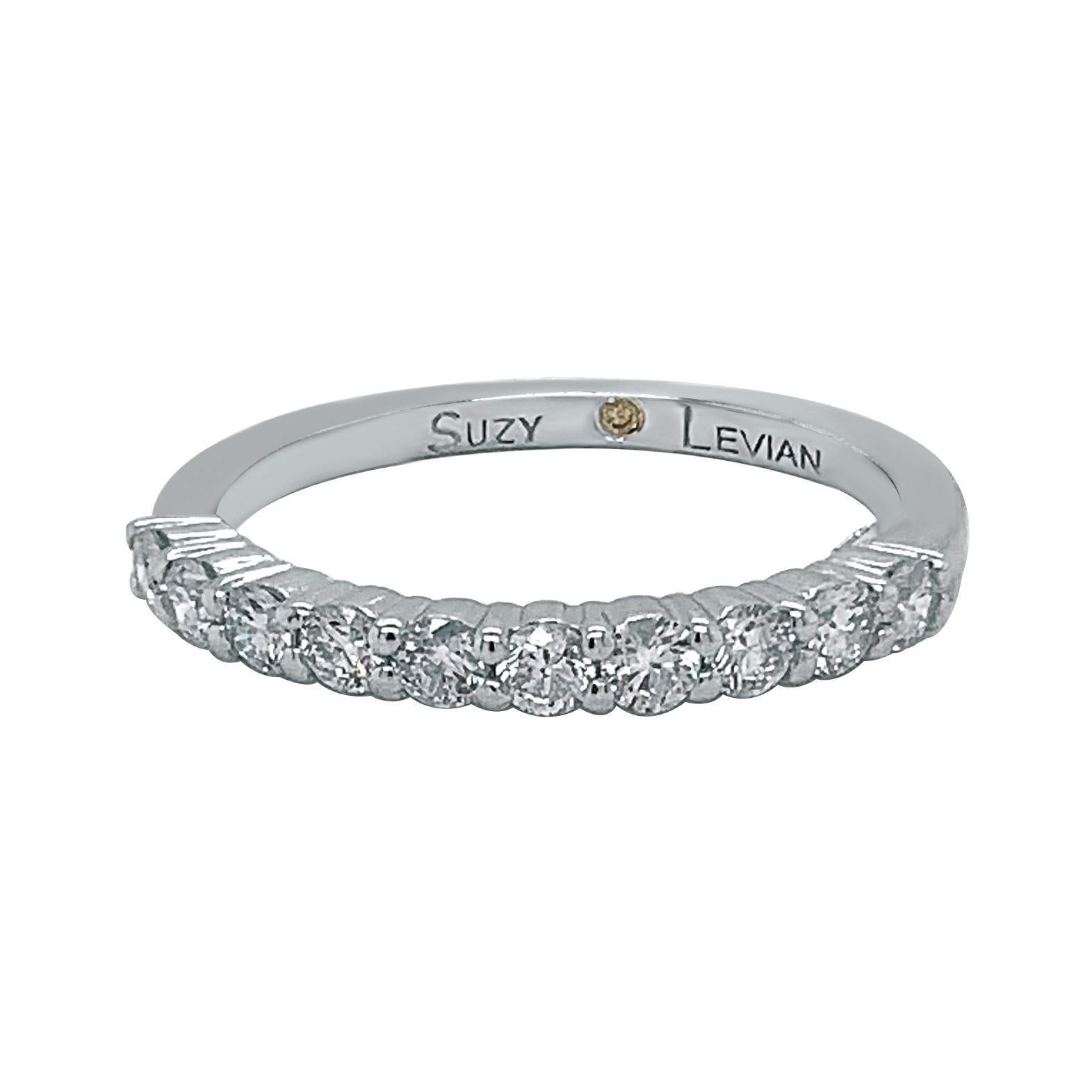 Contemporary Suzy Levian 0.50 Carat Diamond 14K White Gold Eternity Half Band For Sale