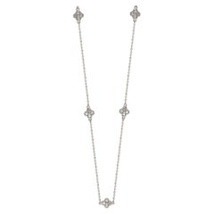 Suzy Levian 14K White Gold White Diamond 5 Clover by the Yard Station Necklace
