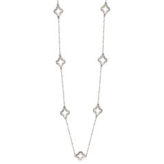 Suzy Levian 14K White Gold White Diamond 7 Clover by the Yard Station Necklace