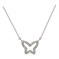 Suzy Levian 14k White Gold White Diamond Butterfly Necklace