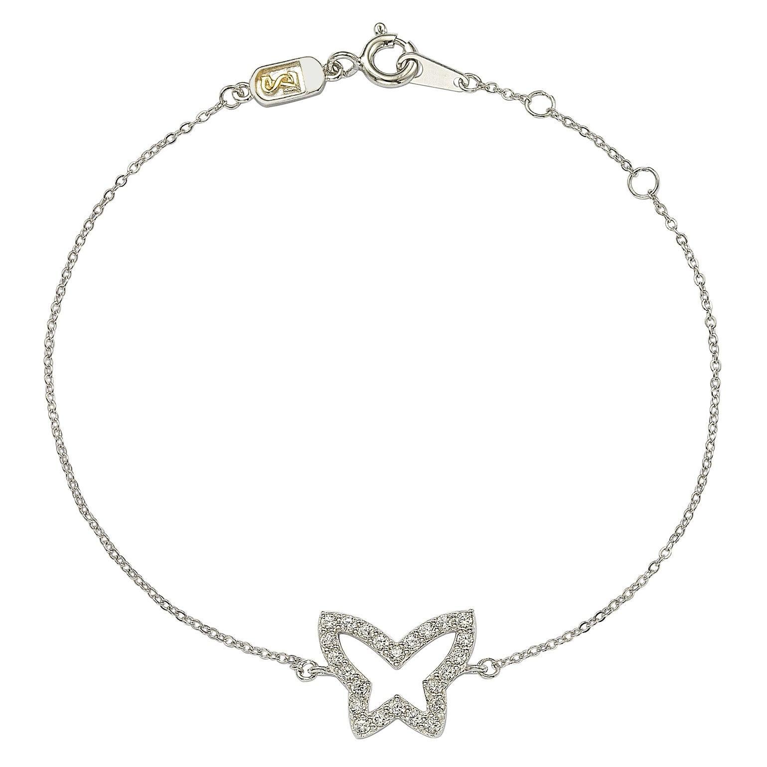 Suzy Levian 14K White Gold White Diamond Butterfly Solitaire Bracelet For Sale