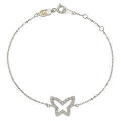 Suzy Levian 14K White Gold White Diamond Butterfly Solitaire Bracelet