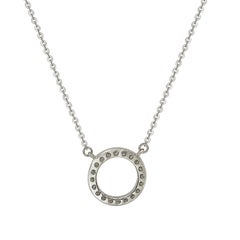 Suzy Levian 14k White Gold White Diamond Circle Necklace