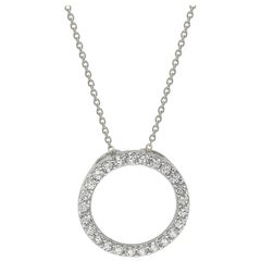 Suzy Levian 14K White Gold White Diamond Circle Pendant 