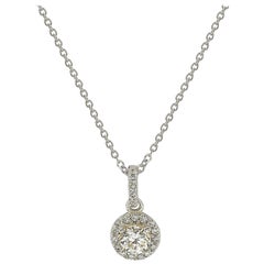 Suzy Levian 14K White Gold White Diamond Halo Pendant