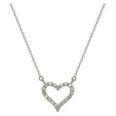 Suzy Levian 0.25 Carat White Diamond 14K White Gold Heart Chain Necklace