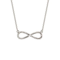 Suzy Levian 14k White Gold White Diamond Infinity Solitaire Necklace