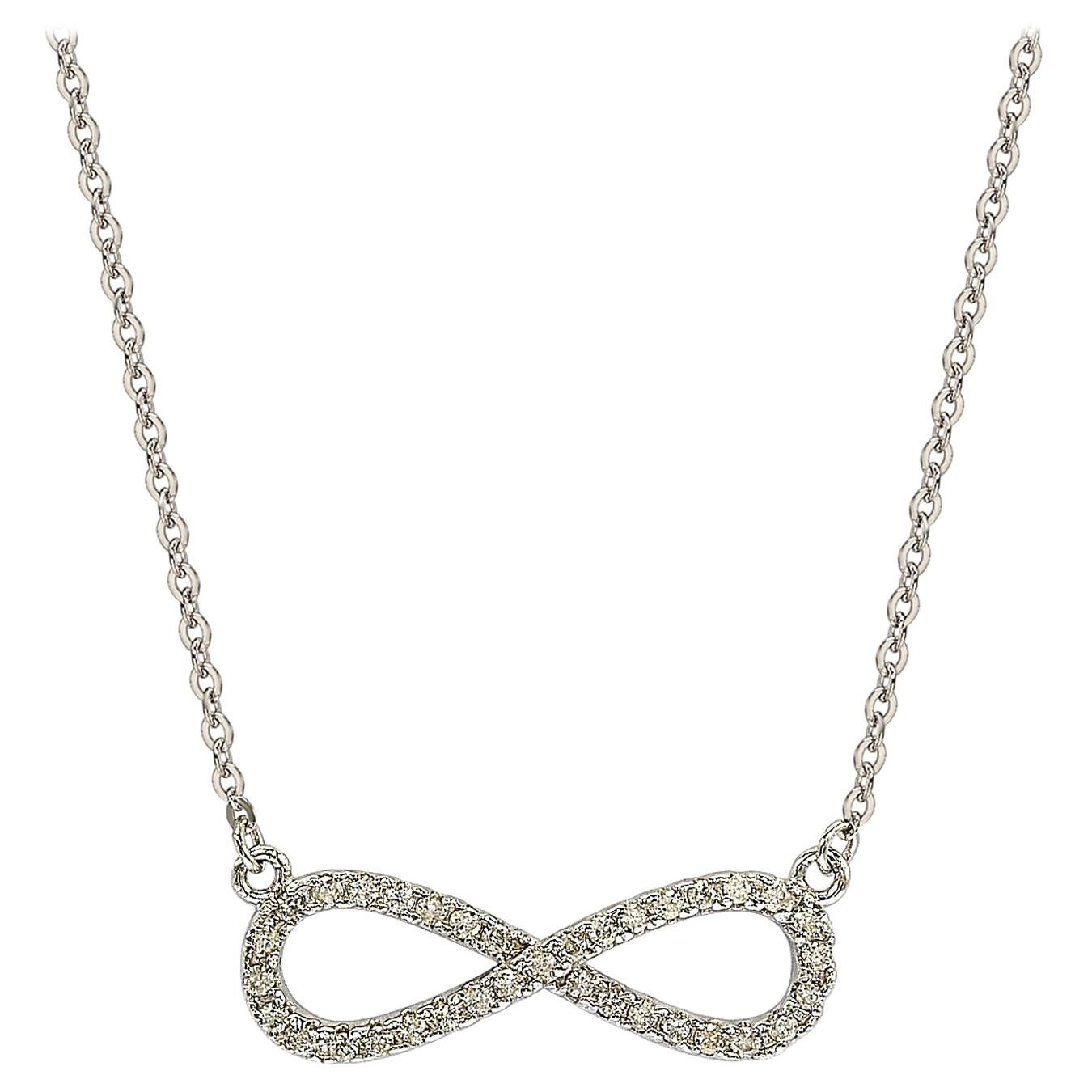 Suzy Levian 14k White Gold White Diamond Infinity Solitaire Necklace