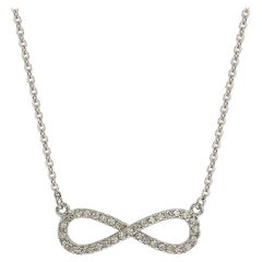Suzy Levian 14k White Gold White Diamond Infinity Solitaire Necklace