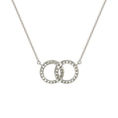 Suzy Levian 14K White Gold White Diamond Interlocking Circle Solitaire Necklace