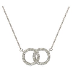 Suzy Levian, Solitär-Halskette, 14 Karat Weißgold, weißer Diamant, ineinandergreifender Kreis