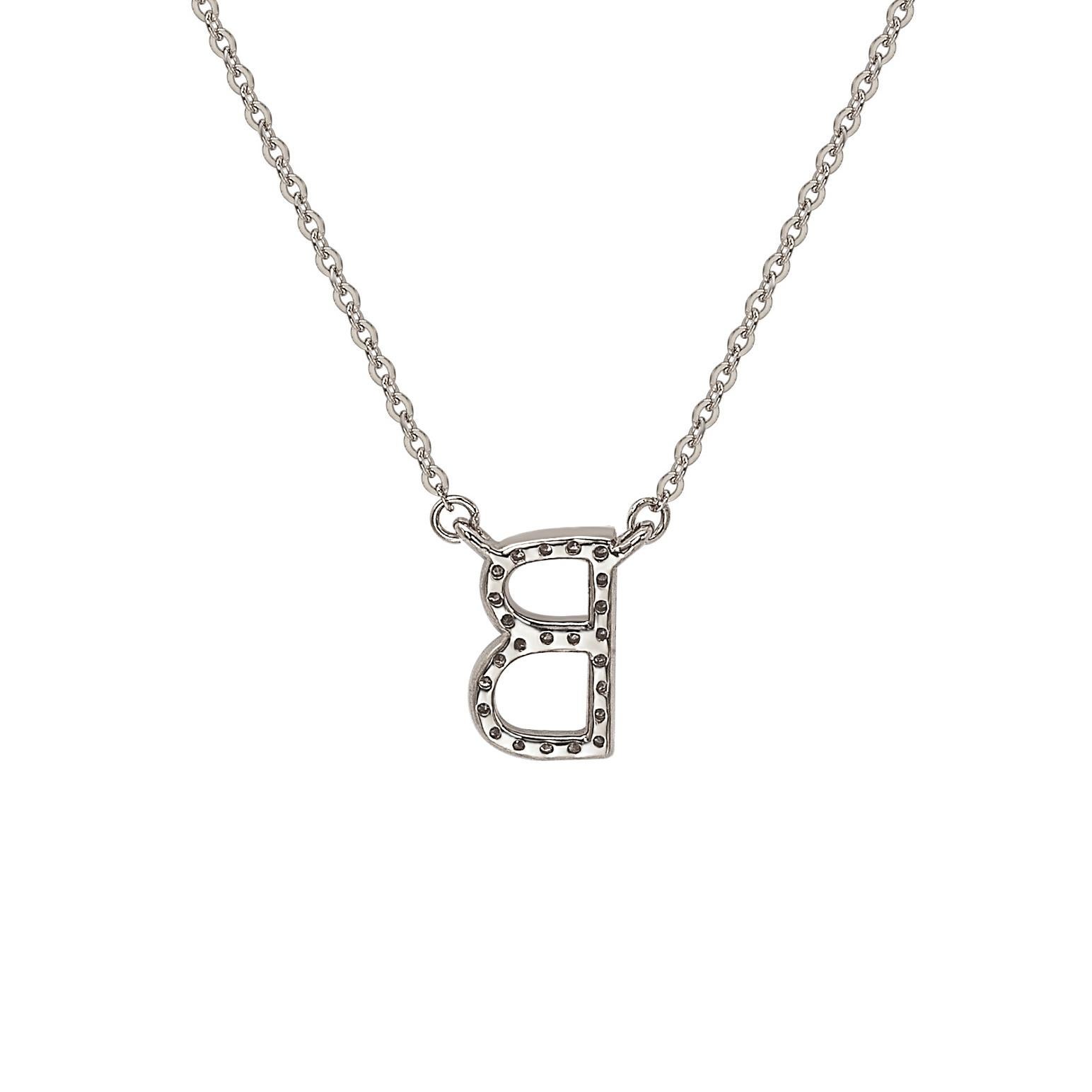 This breathtaking personalized Suzy Levian letter necklace features natural diamonds, hand-set in 14-Karat white gold. It's the perfect individualized gift to let someone special know you're thinking of them. Each letter necklace features a row of