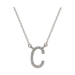 Suzy Levian 14k White Gold White Diamond Letter Initial Necklace, C