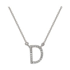 Suzy Levian 14k White Gold White Diamond Letter Initial Necklace, D