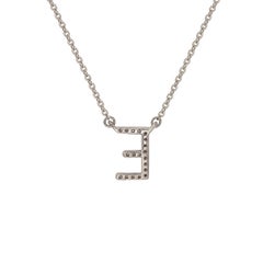 Suzy Levian 0.10 Carat White Diamond 14K White Gold Letter Initial Necklace, E