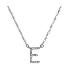 Suzy Levian 0.10 Carat White Diamond 14K White Gold Letter Initial Necklace, E
