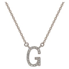 Suzy Levian 0.10 Carat White Diamond 14K White Gold Letter Initial Necklace, G