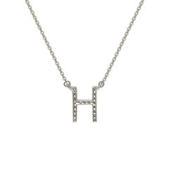 Suzy Levian 0.10 Carat White Diamond 14K White Gold Letter Initial Necklace, H