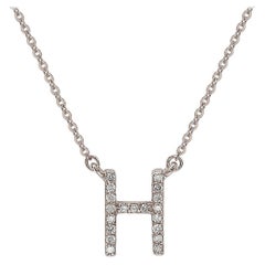 Suzy Levian 0,10 Karat Weißer Diamant 14K Weißgold Brief-Initial-Halskette, H