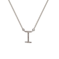 Suzy Levian, collier initial lettre en or blanc 14 carats avec diamants blancs de 0,10 carat