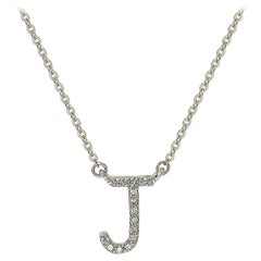 Suzy Levian Collier initial lettres en or blanc 14 carats avec diamants blancs de 0,10 carat