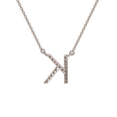 Suzy Levian 0.10 Carat White Diamond 14K White Gold Letter Initial Necklace, K