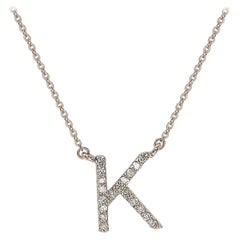 Suzy Levian, collier initial lettre en or blanc 14 carats avec diamants blancs de 0,10 carat