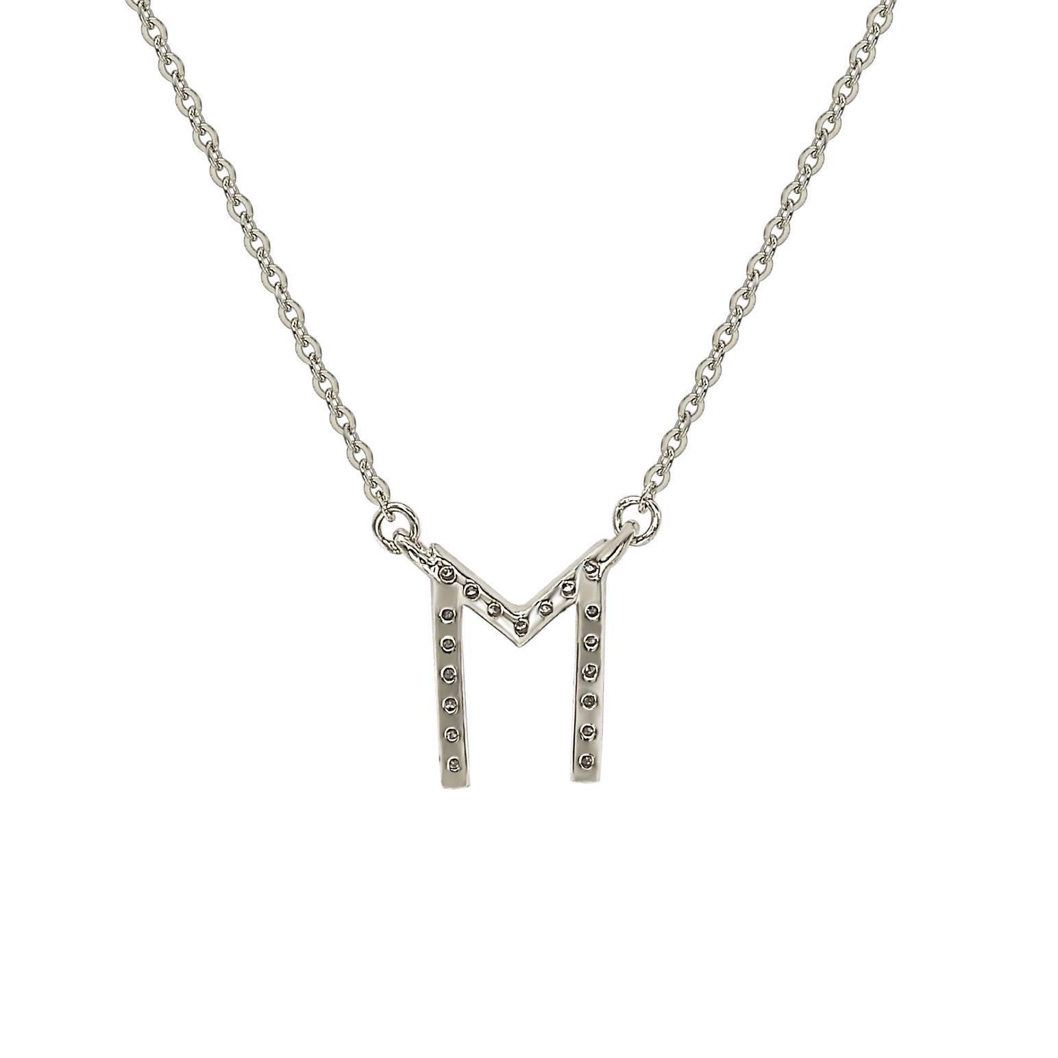 This breathtaking personalized Suzy Levian letter necklace features natural diamonds, hand-set in 14-Karat white gold. It's the perfect individualized gift to let someone special know you're thinking of them. Each letter necklace features a row of