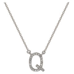  Suzy Levian 0.10 Carat White Diamond 14K White Gold Letter Initial Necklace, Q